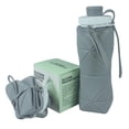 thumbnail image 1 of 600ml Silicone Folding Water Bottle, High & Low Temperature Resistant, Leak-Proof & Easy to Clean, Reusable Collapsible Travel Sports Bottle with Lanyard, 1 of 15