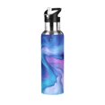 thumbnail image 1 of 600ml Vacuum Insulated Sports Water Bottle with Foldable Straw Stainless Steel Portable Thermos Cup Blue and Purple Background, 1 of 7