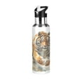thumbnail image 1 of 600ml Vacuum Insulated Sports Water Bottle with Foldable Straw Stainless Steel Portable Thermos Cup Tiger in Action, 1 of 7