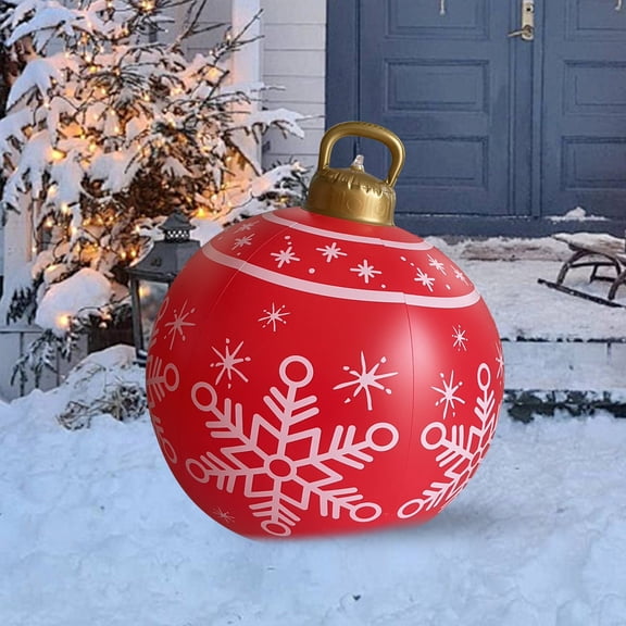 600mm/23.62" Outdoor Inflatable Christmas Ball, Giant Red PVC Yard Ornament, Waterproof Reusable Inflatable Decoration for Lawn, Garden, Patio, Holiday Party and Christmas Tree Outdoor Decor