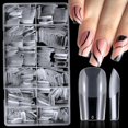 600pc 2.5cm Square Gel X Nail Tips XL Full Cover Clear Fake Nails