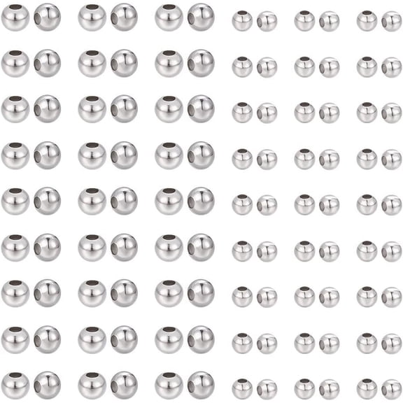 600pcs 2 Sizes 3mm/4mm Round Spacer Beads Morse Code Bead 316 Stainless Steel Loose Beads Small Hole Spacer Beads Smooth Surface Beads Finding