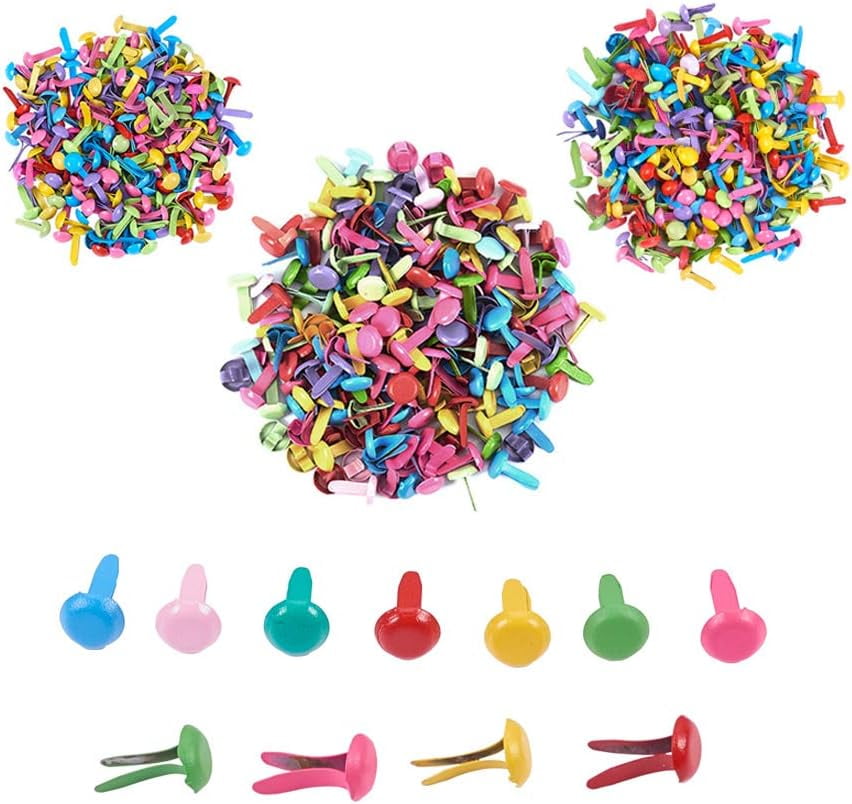 200 Mini Brads In Metallo Per Scrapbooking - Fermacarte Decorativi Fai Da Te, Multicolore, 8x14 Mm - Foto 12