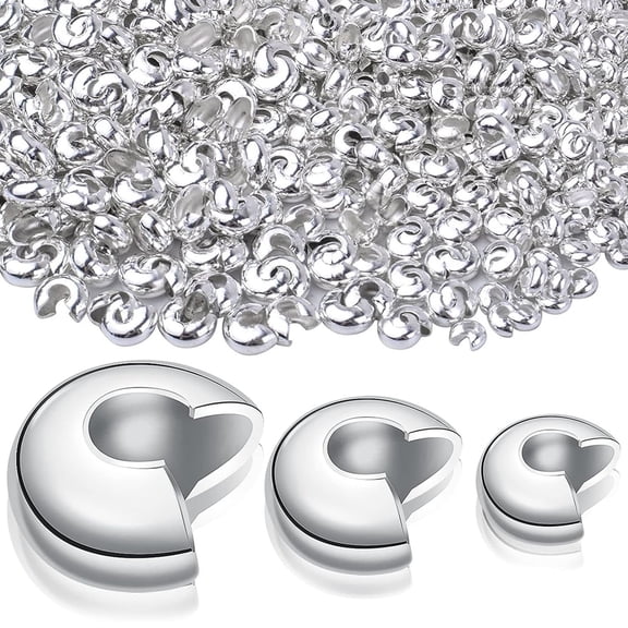 600pcs  3 Sizes,Silver Crimp Bead Knot Covers Metal Half Round Open Crimp Beads Knot Cover Caps for Craft Supplies DIY Jewelry Making Accessory