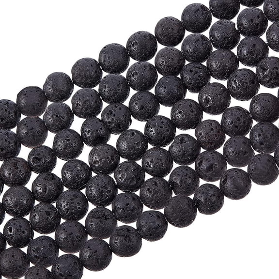 600pcs 6mm Lava Beads Natural Black Lava Bead Oil Diffuser Beads Round Rock Stone Beads Loose Spacer Stone