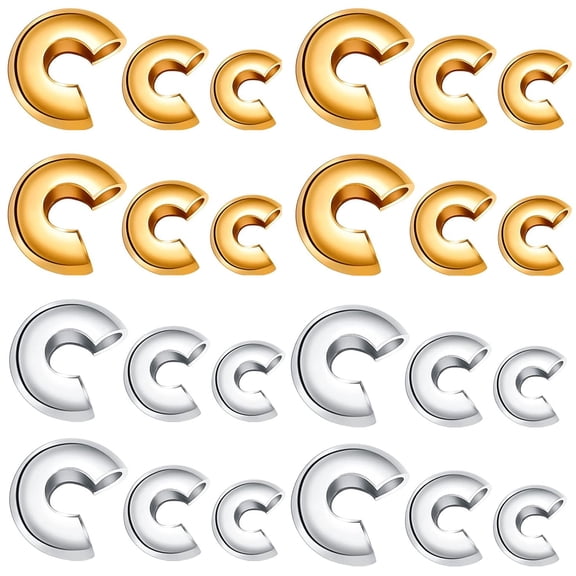 600pcs Crimp Bead Knot Covers Half Round Open Crimp Beads Crimp Bead Covers for DIY Jewelry Crafts Making3mm/4mm/5mm