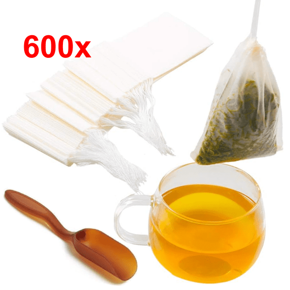 600pcs Disposable Empty Tea Bags for Loose Leaf Tea, Tea Filter Bags with Free Tea Spoon for Loose Tea, Coffee, Spice, Herbs