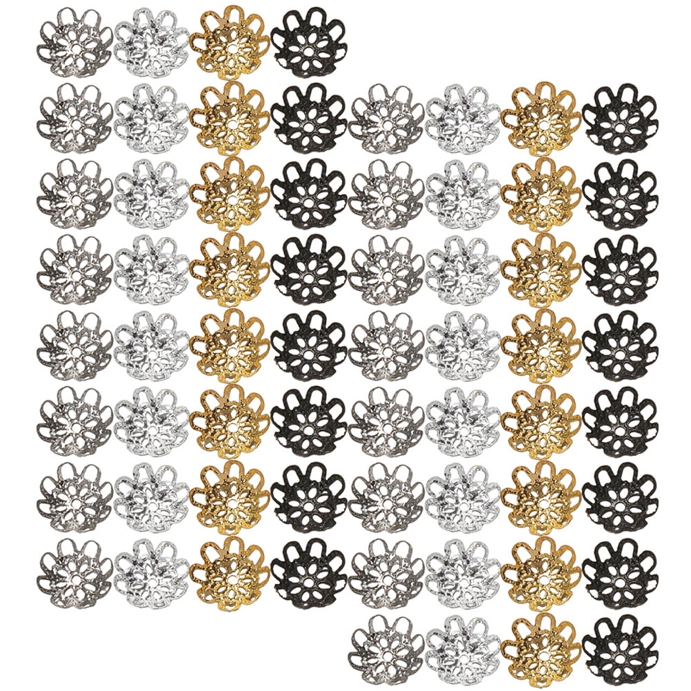 OUNONA 600pcs Flower Bead Caps Spacer Beads End Caps Necklace Materials