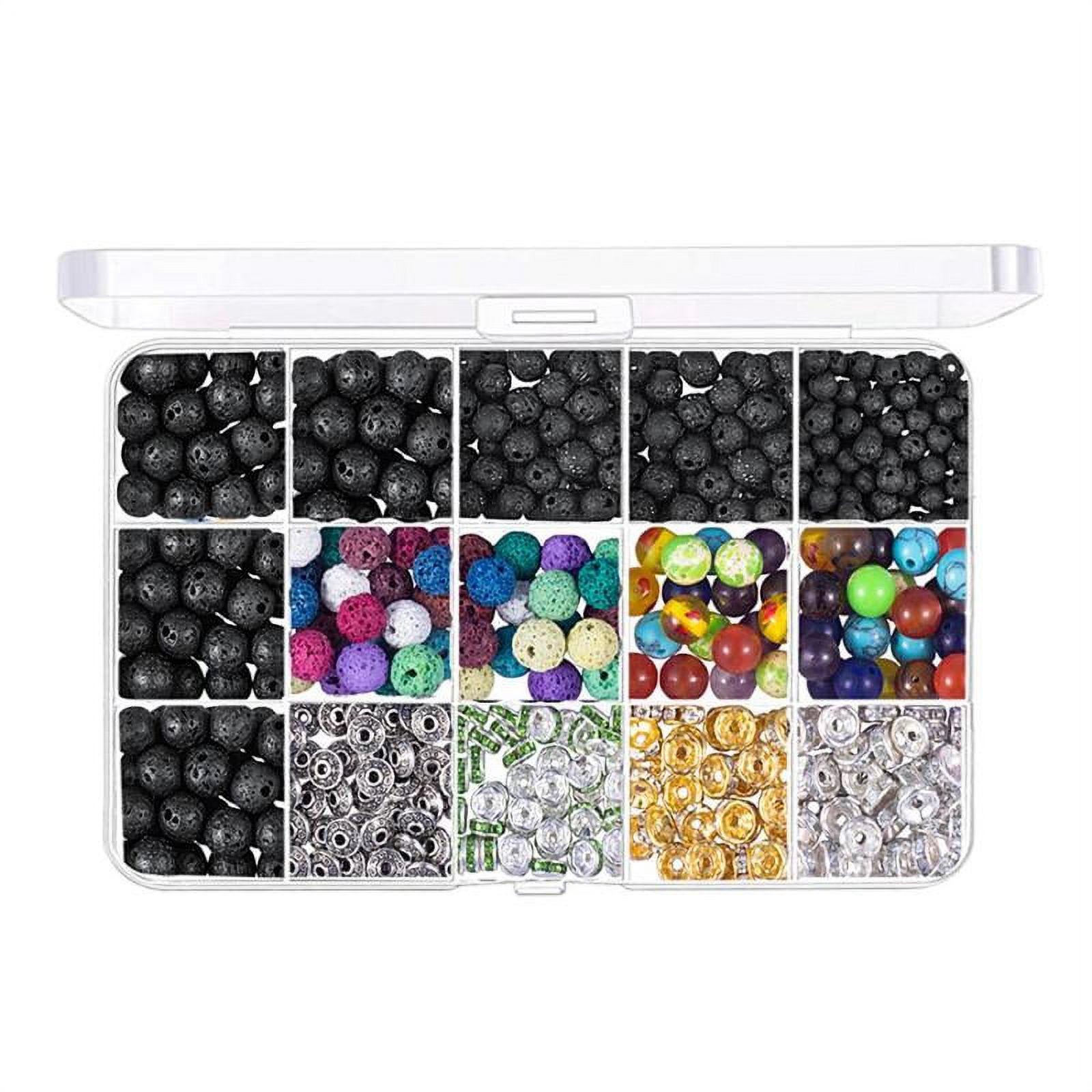 600pcs Lava Beads Crystal Agate Gemstones Loose Spacer Beads Crafts