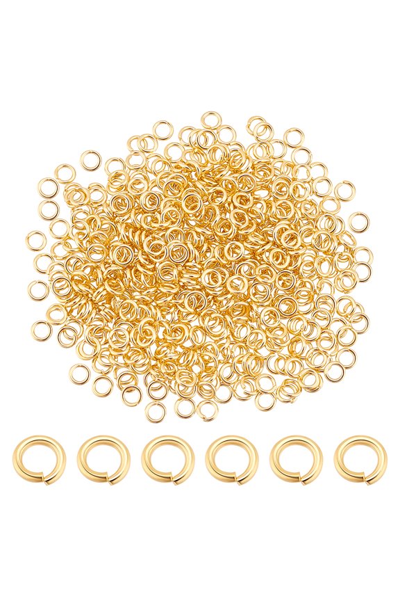 600pcs Open Jump Rings Real 24K golden Plated Stainless Steel Jump Rings Bulk Jump Loops Opener Split Rings for Jewelry Making Necklaces 2.4mm