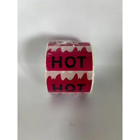 600pcs Rave Hot Stickers 2 x 1.18 Inch, Hot Flame Fire Shape Labels, Marking Popular Items for Party, Restaurants, Spicy Food (Pink)