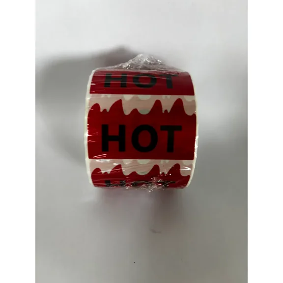 600pcs Rave Hot Stickers 2 x 1.18 Inch, Hot Flame Fire Shape Labels, Marking Popular Items for Party, Restaurants, Spicy Food (Red)