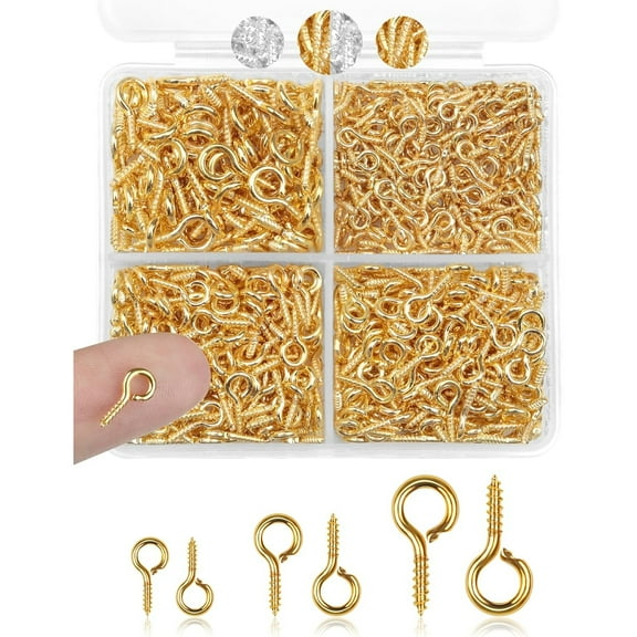 600pcs Small Screw Eye Pins for Jewelry Making DIY Crafts Mini Eyelet Screws for Art Projects Bead Charms (3 Sizes)