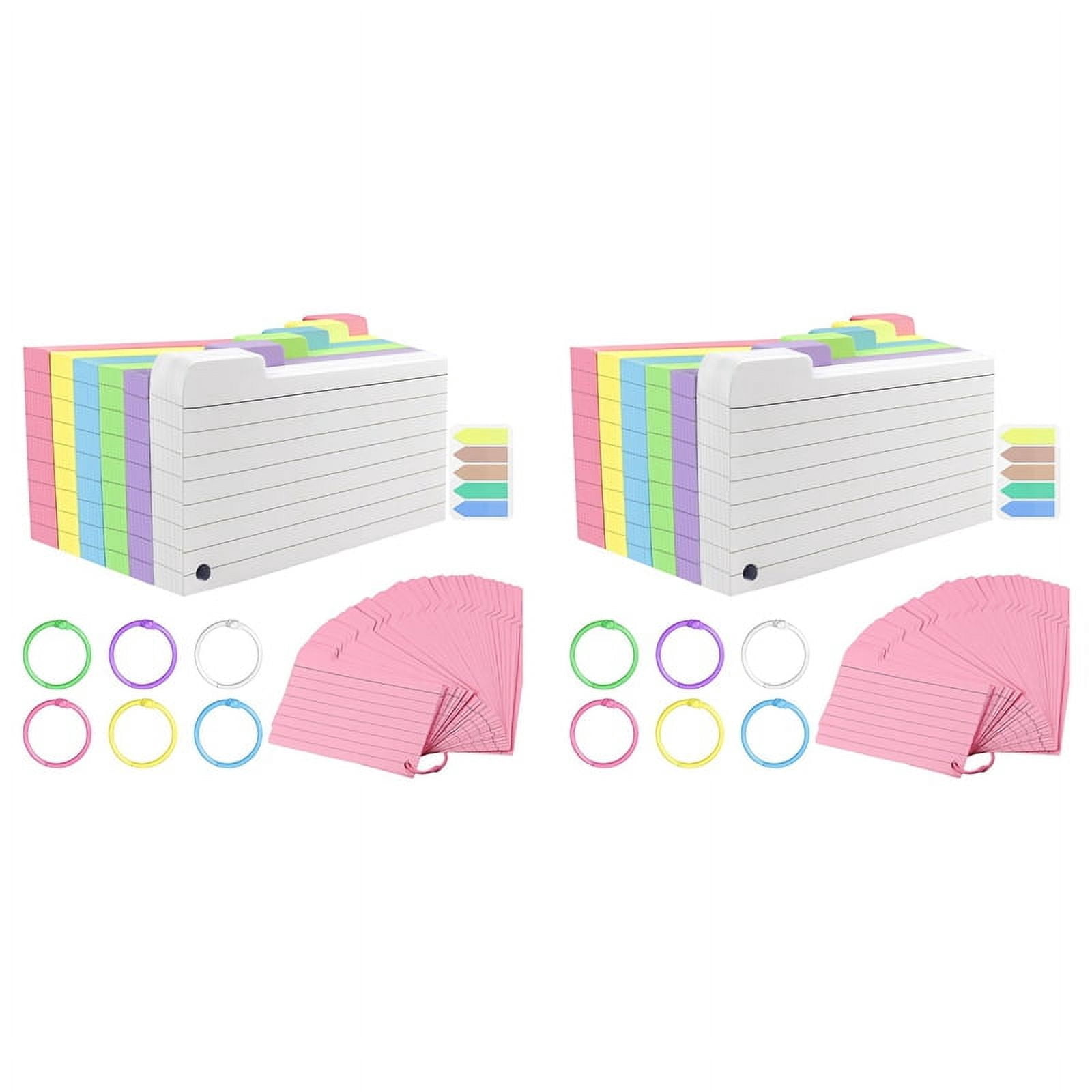 600 Pack Index Cards, 3inch X 5inch Ruled Index Cards with Ring, Colored Lined Flash Cards, Both Sides Note Cards