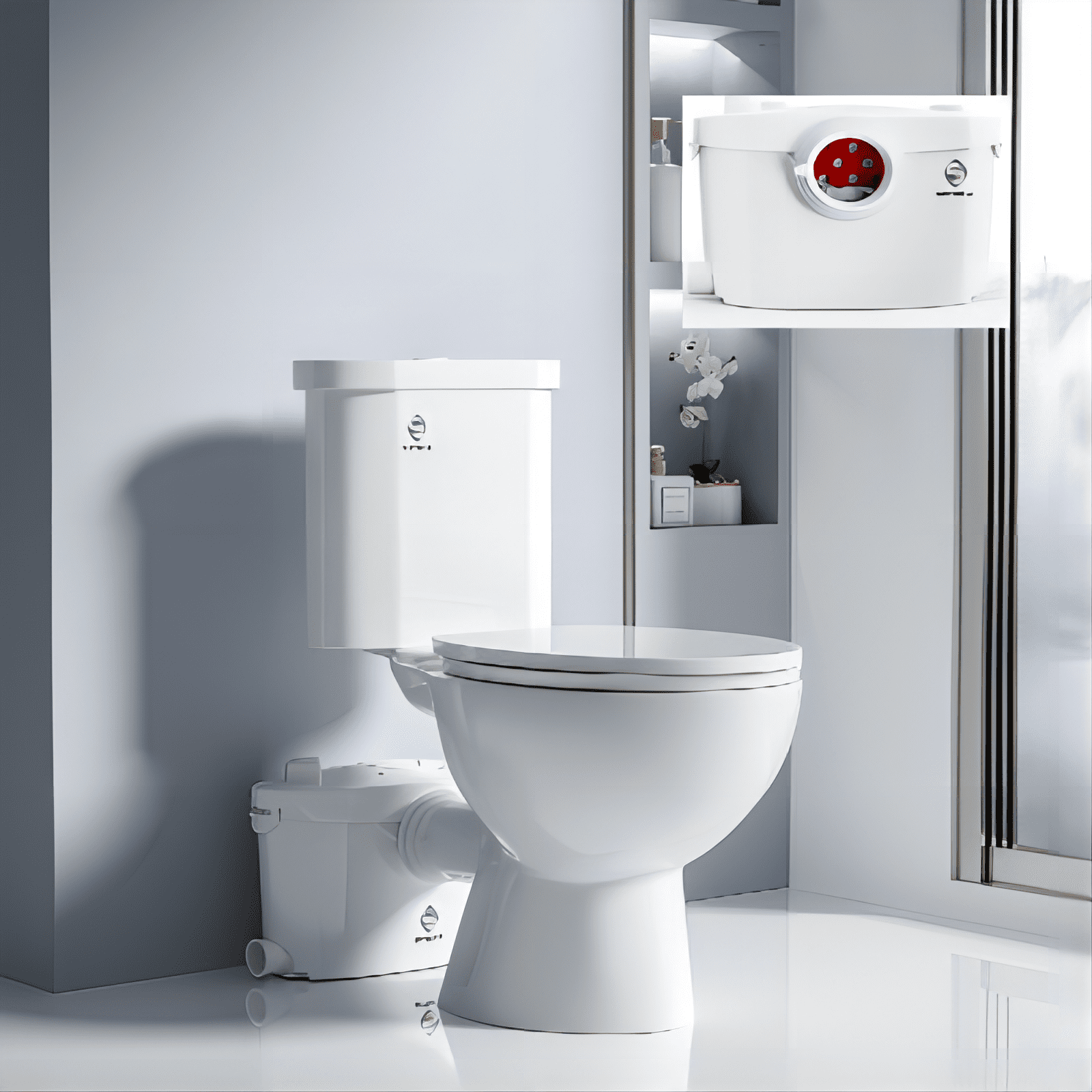 600watt Macerating Toilet with Pump, Upflush Toilet for Basement with  4water Inlets Connect Kitchen Sink Bathroom Included Macerator Pump, Water  Tank