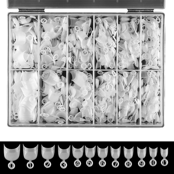 600x Nail Tips Short Oval Short Nail Tips Half Cover French Tips Round Shape