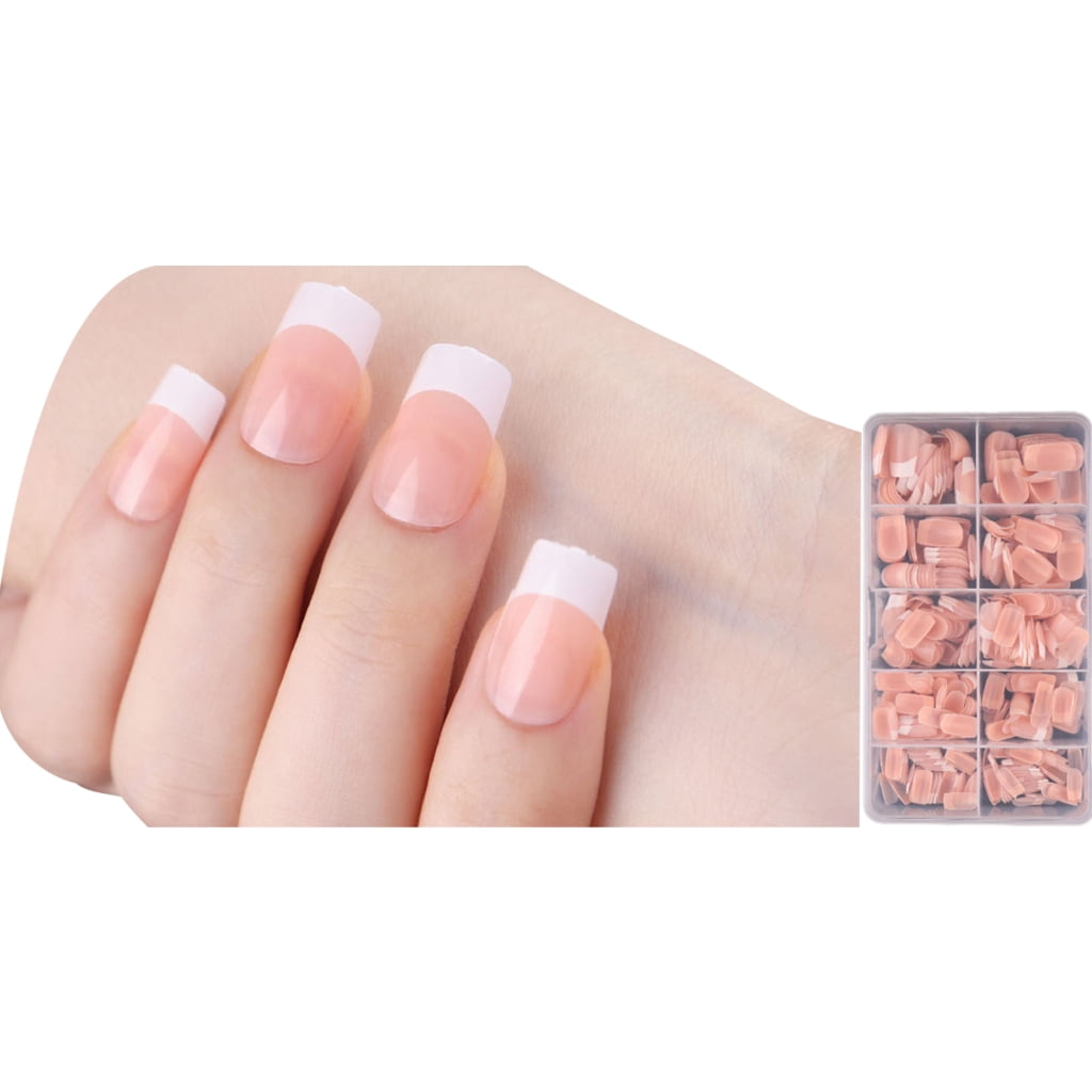 600x Press On Nail Almond False Nails French Tip False Nails Ballerinas Nails