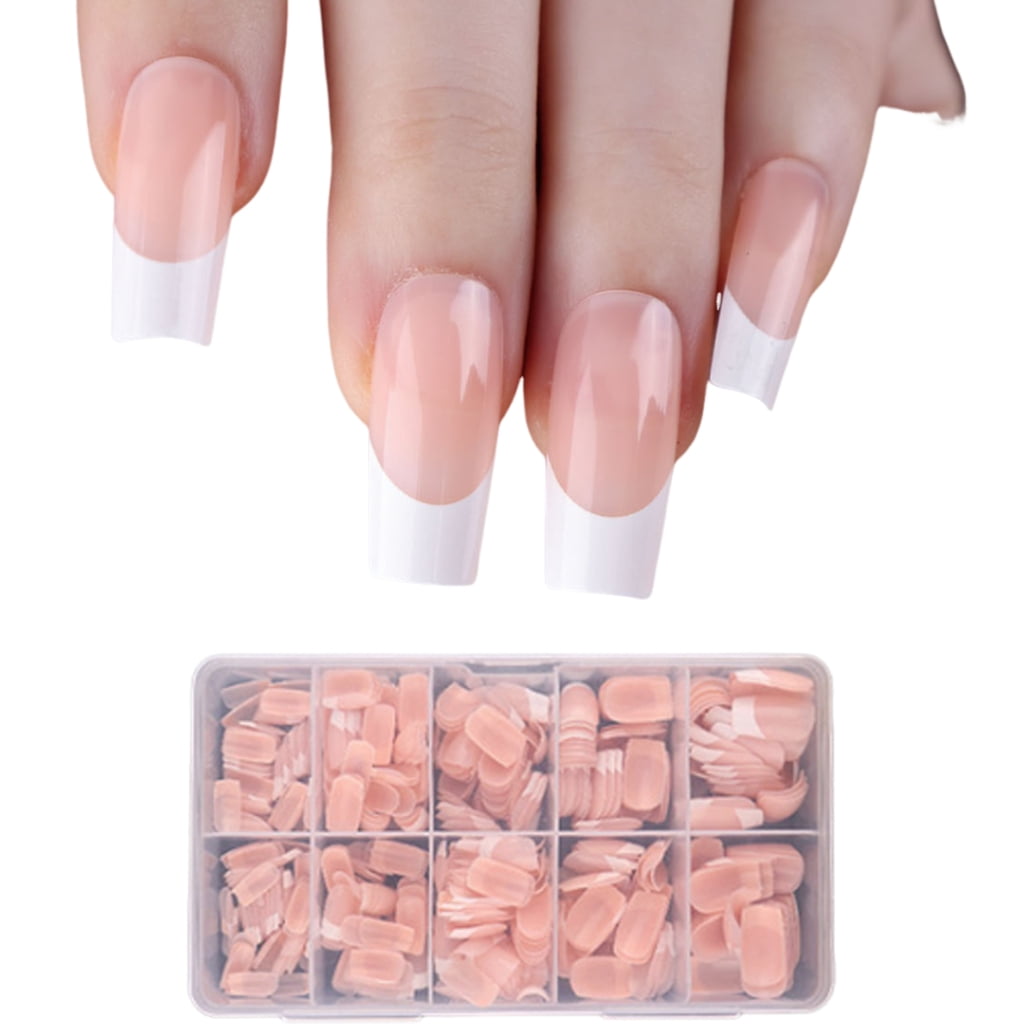 600x Press On Nail Almond False Nails French Tip False Nails Ballerinas Nails