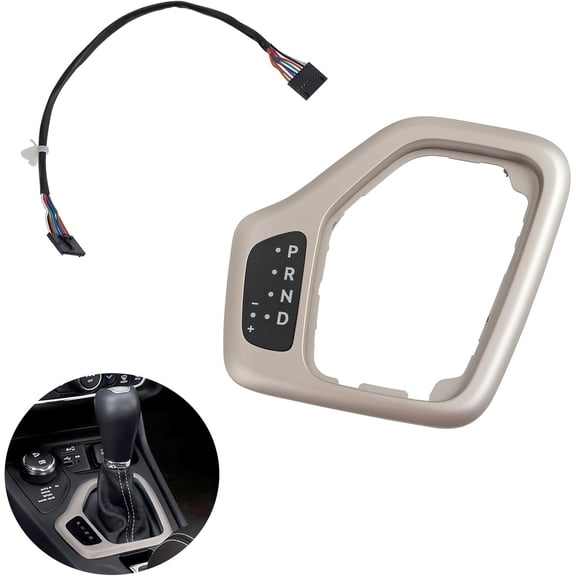 601-401 Upgrade Transmission Shifter Bezel with Harness Kit (Gold) Compatible with 2014-2018 Jeep Cherokee Replaces# 5YD27LS5AA 68413957AA