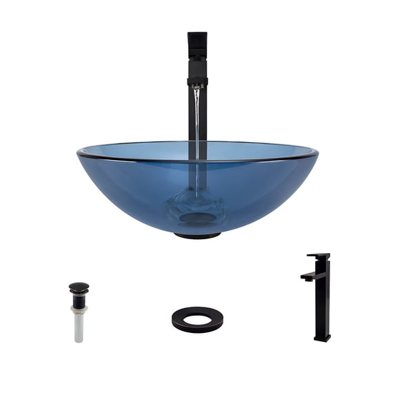 601-Aqua Glass Vessel Sink 721 Ens. in Antique Bronze