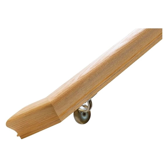6010 California-Angle Red Oak Handrail Kit with 135 Angle Returns and Wall Mount Brackets. Solid Unfinished Red Oak