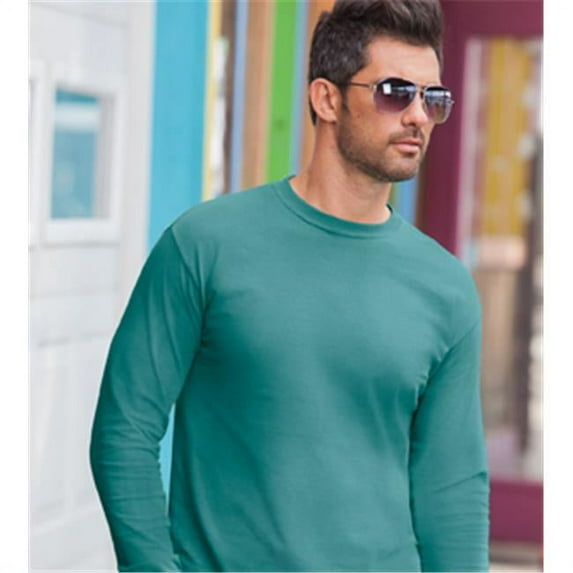 6014 Adult Long Sleeve Tee - Chambray, Medium