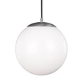 thumbnail image 1 of 6022-04-Generation Lighting-Sea Gull Lighting-Hanging Globe-150W One Light Pendant in Contemporary Style-12 Inch wide by 12.5 Inch high Satin Aluminum, 1 of 2
