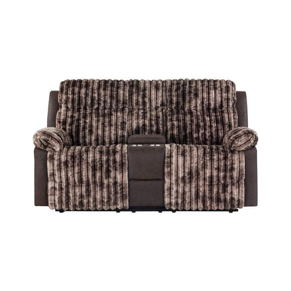 6028 Brown Extra Soft Console Reclining Loveseat