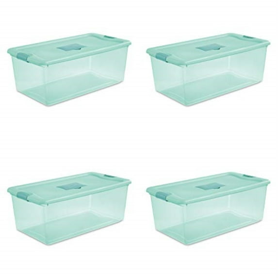 6028007 LATCH STORAGE BOX 106QT Sterilite 13 in. H X 18.75 in. W X 33.875 in. D Stackable Latch Storage Box (Pack of 4)