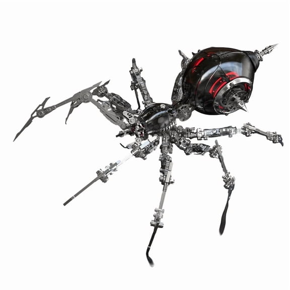 602PCS 3D Metal War Spider King Model Kit, Mechanical Steampunk Spider Assembly Model with Light, Advanced Engineering Collectible Display for Hobbyist & Enthusiasts