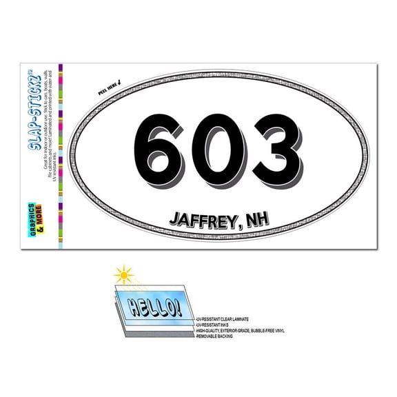 603 - Jaffrey, NH - New Hampshire - Oval Area Code Sticker