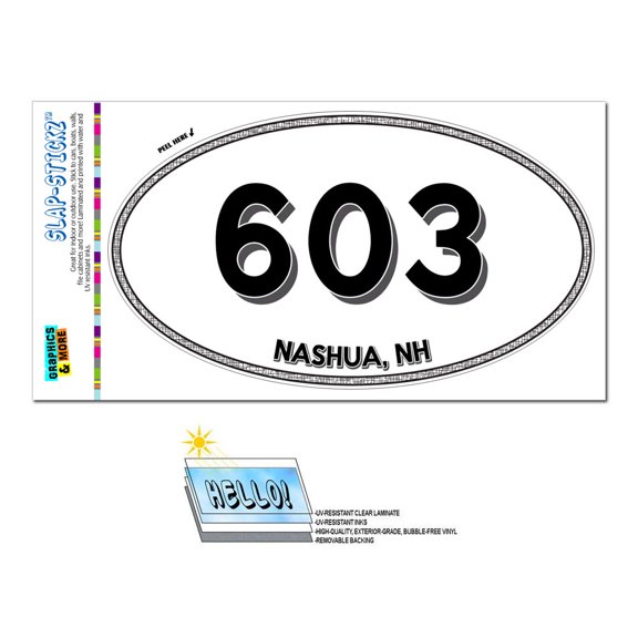 603 - Nashua, NH - New Hampshire - Oval Area Code Sticker
