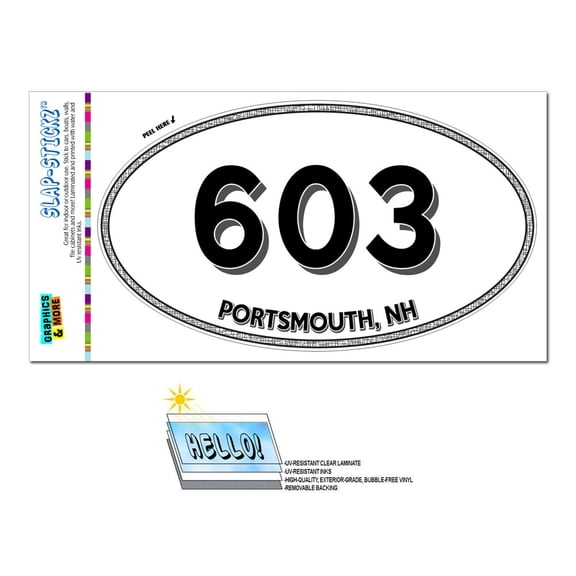 603 - Portsmouth, NH - New Hampshire - Oval Area Code Sticker