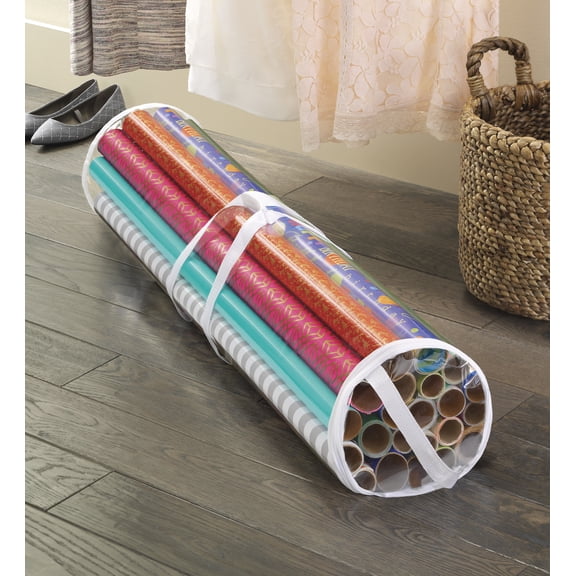 Whitmor Gift Wrap Organizer - 41 Inch - Clear & White