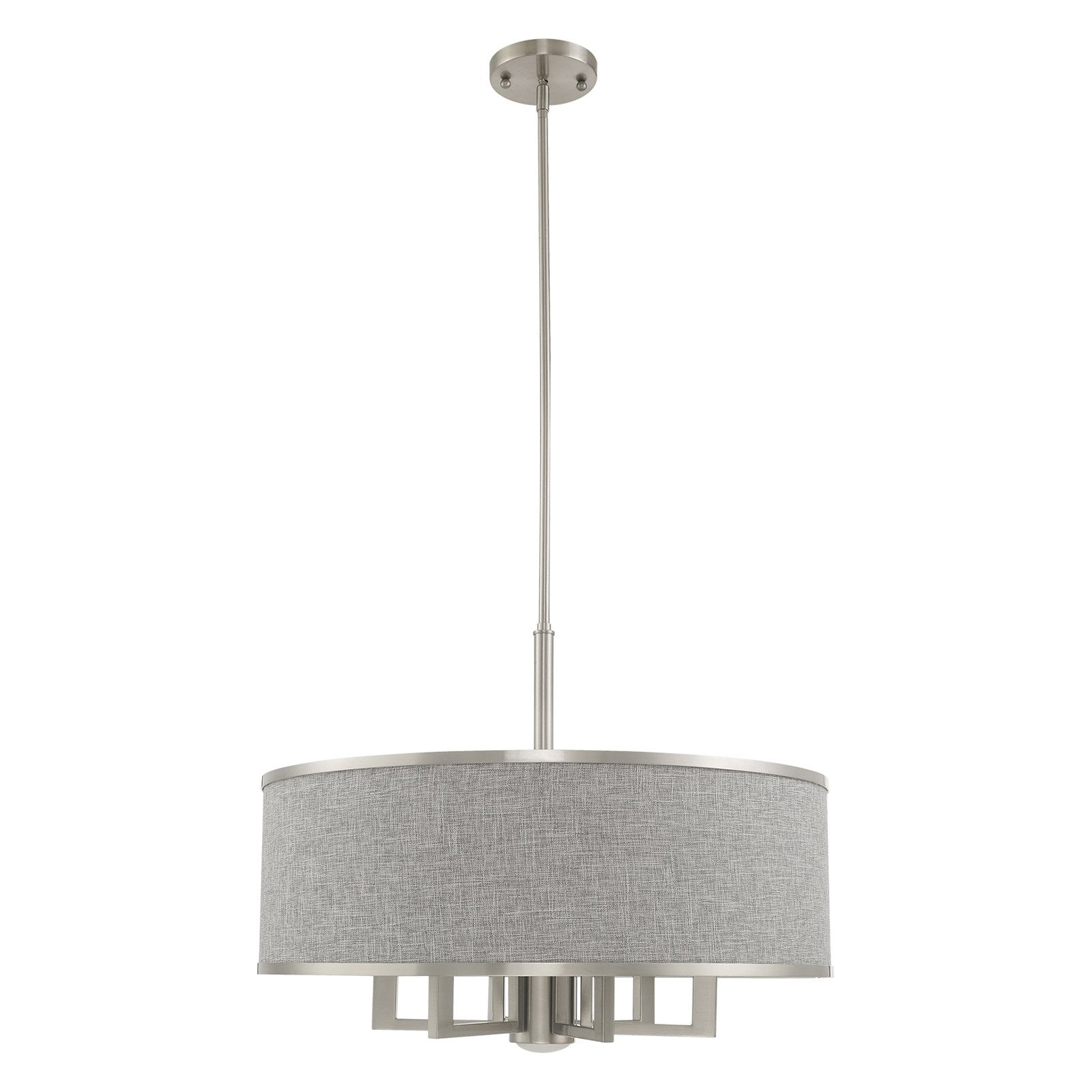 Park Ridge Brushed Nickel 7-Light Pendant with Gray Fabric Shade
