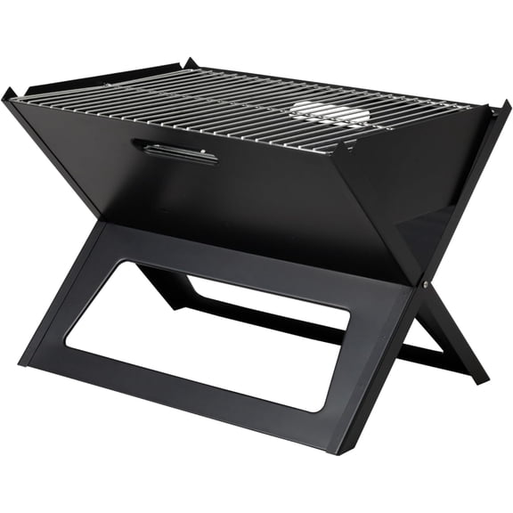 60508 Notebook BBQ Grill 3.5mm Cooking Bars Instant Foldable & Easy Portability For Outdoor Barbecues Camping Traveling Picnics Garden Beach Party - Black