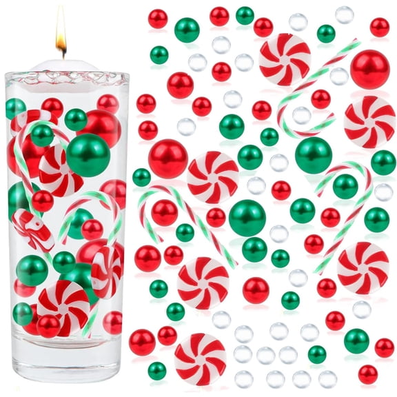 6054 Pcs Christmas Vase Filler,Happon Christmas Floating Pearls Beads, Christmas Vase Filler Faux Pearl for Vase Filler,Vase Filler Water Gels Bead Candle Centerpiece for Table Party Decoration