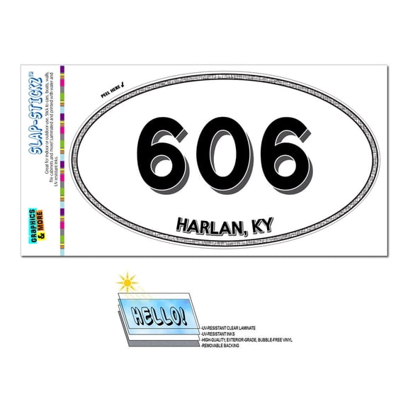 606 - Harlan, KY - Kentucky - Oval Area Code Sticker