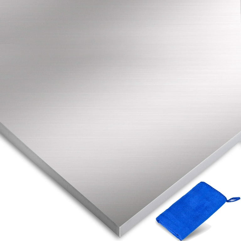 6061 Aluminium Metal Sheet - 12 x 6 x ⅛ Inch - Flat Plain Plate Panel  Finely Polished and Deburred - Includes Microfiber Towel