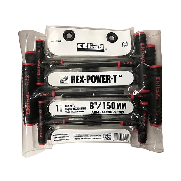 60611 Power-T Handle Hex Key allen wrench - 11pc set SAE Inch Sizes 5/64-3/8 6in series