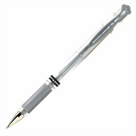60658 Uniball Gel Impact Rollerball Pen, Bold 1.0Mm, Metallic Silver, Pack Of 5