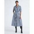 thumbnail image 1 of Free Assembly Women's and Women’s Plus Belted Cotton Maxi Shirtdress with Long Sleeves, Sizes XS-4X, 1 of 4