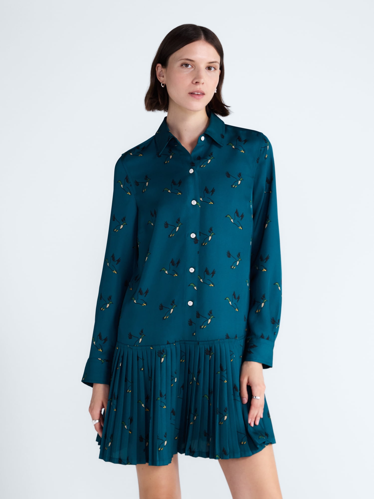 Free Assembly Women's and Women's Plus Striped Drop Waist Shirtdress with Long Sleeves, Sizes XS-4X