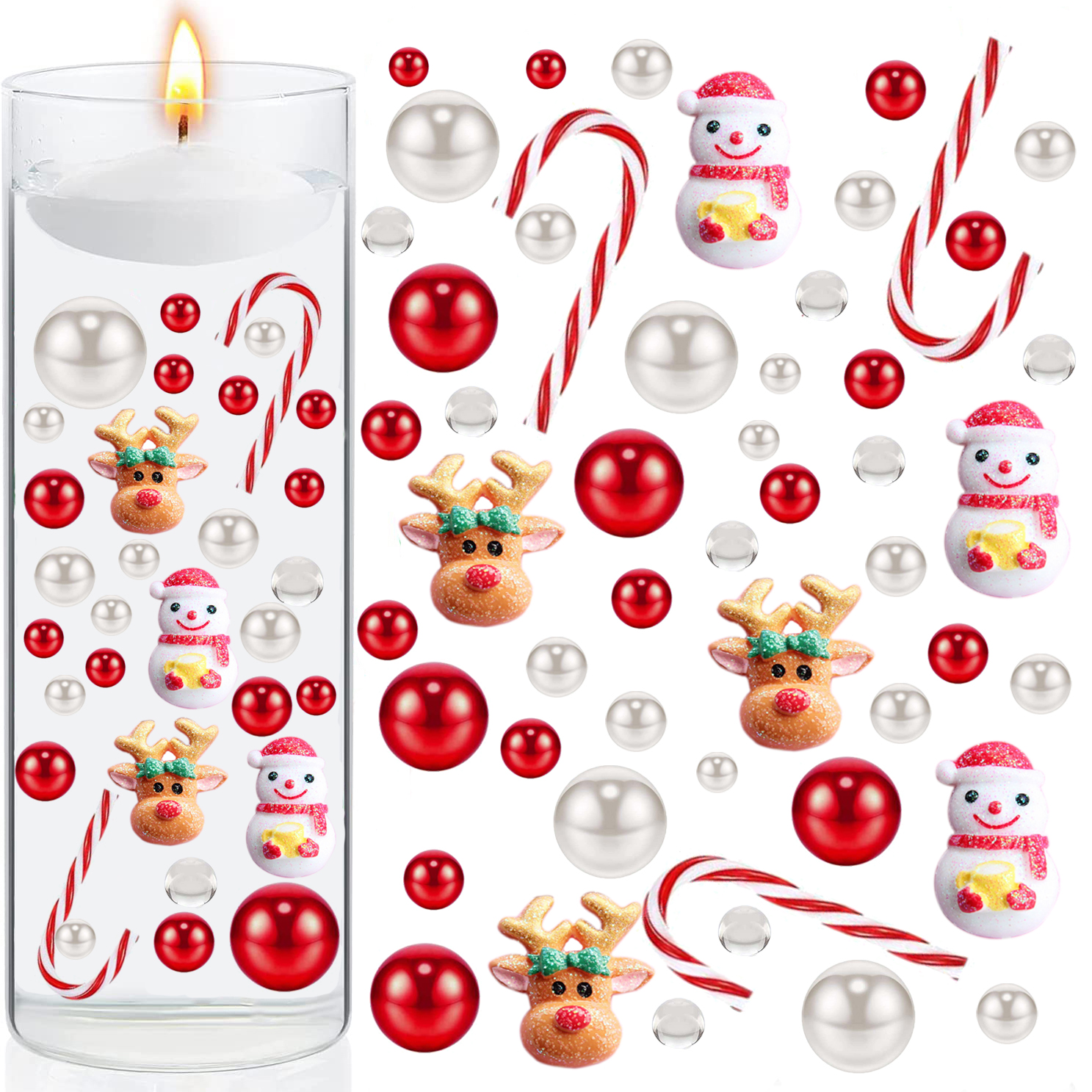 6066Pcs Christmas Vase Filler Beads Floating Pearls and Candy Water Gel