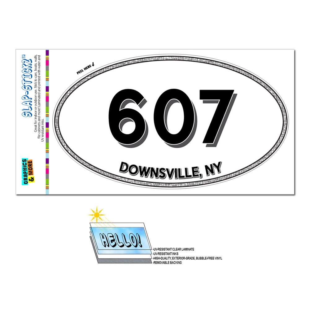 607 - Downsville, NY - New York - Oval Area Code Sticker - Walmart.com