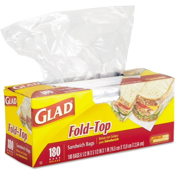 60771 Fold-Top Sandwich Bags 6 1/2 x 5 1/2 Clear 180/Box