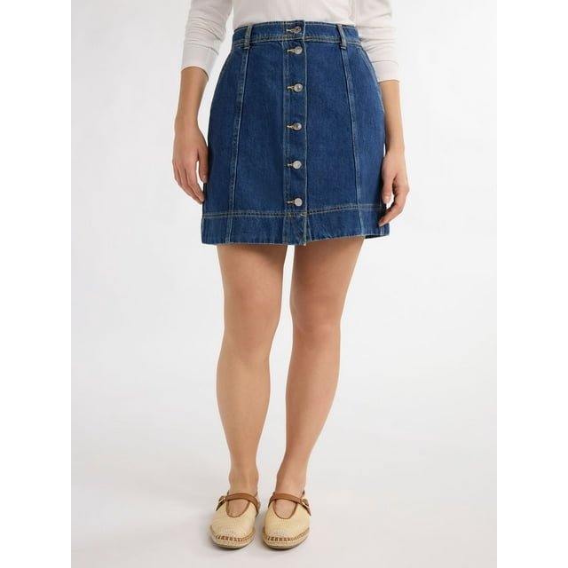 Free Assembly Women’s Denim Utility Mini Skirt, Sizes 0-18