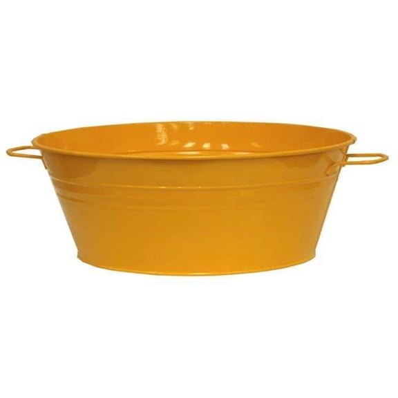 6087E Saffron Yellow Enameled Steel Planter Tub - Set of 2