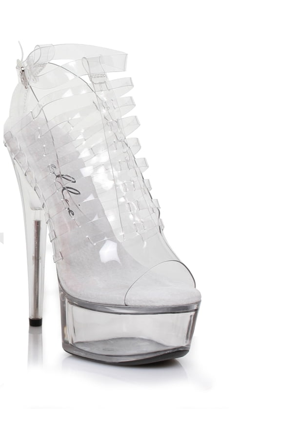 609-AMBER, 6" Peep Toe Stilleto With Clear Platform Shoe