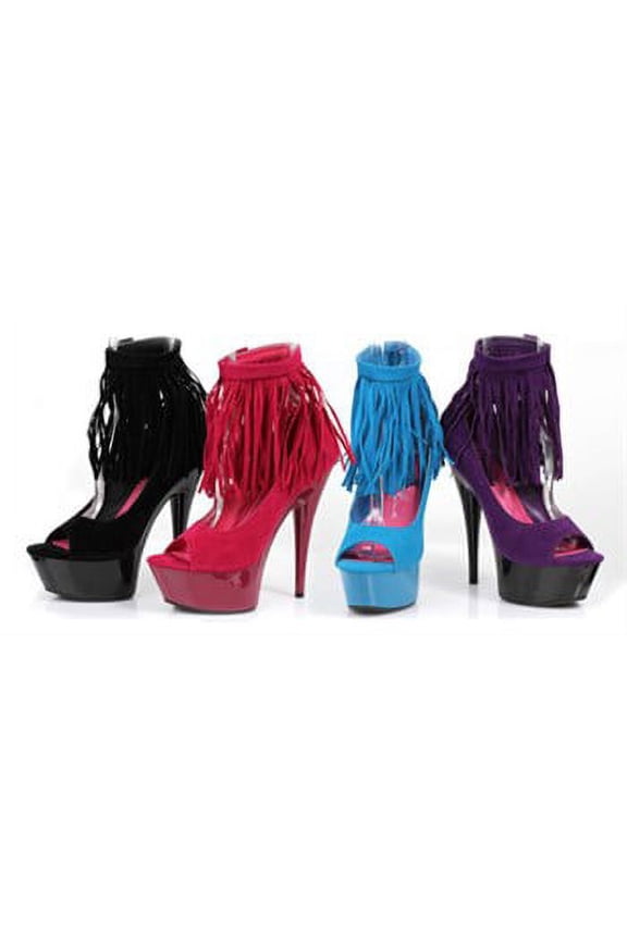 609-APONI 6" Heel Velvet Fringe Ankle Cuff Platform Shoes